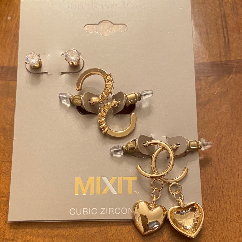 SOLD - Mixit Gold and Silver Cubic Zirconia Earrings